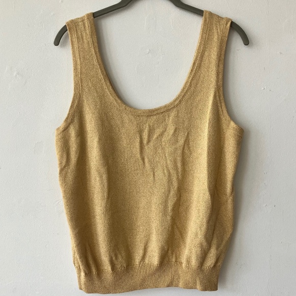 St. John Tops - St. John gold and gold metallic knit tank top